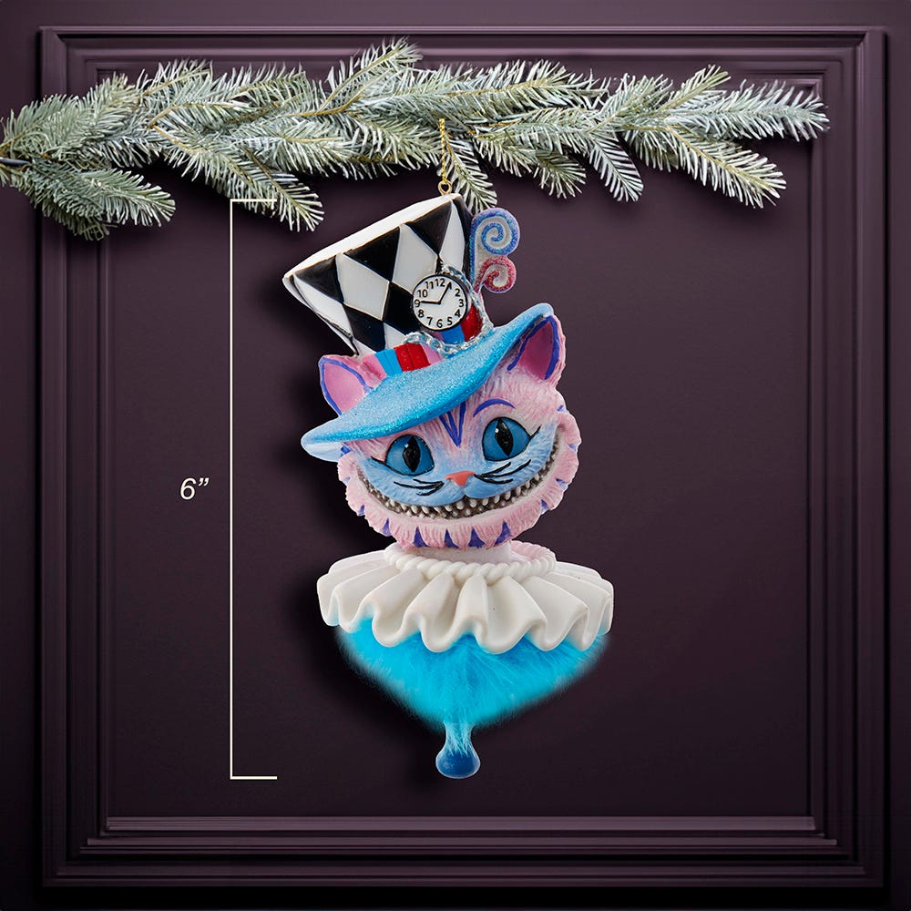 Kurt Adler 6-Inch Hollywood Hats Cheshire Cat Ornament